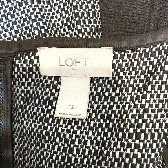 LOFT Tweed Black White Sheath Dress Size 12 Business Career - Picture 3 of 3